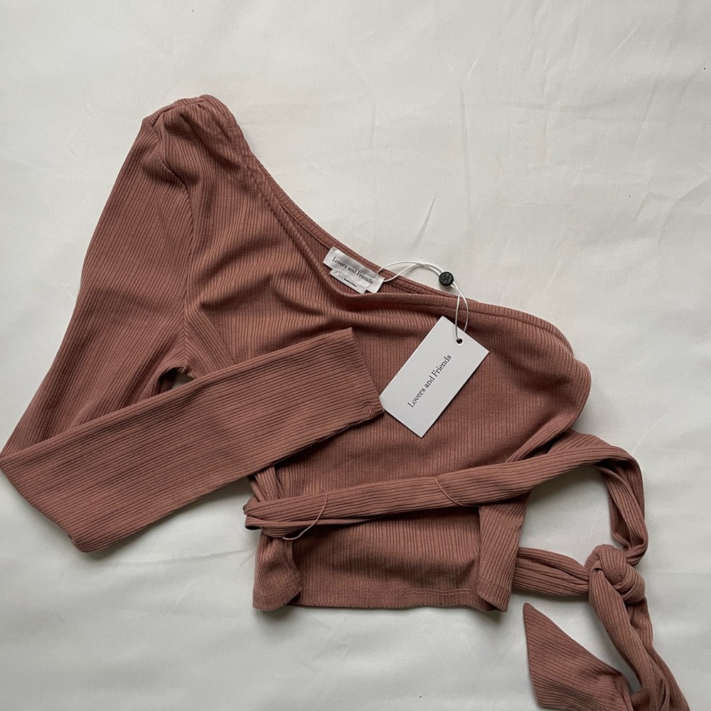 Lovers and Friends Milan One Shoulder Wrap Top in Blush - Picture 5 of 8